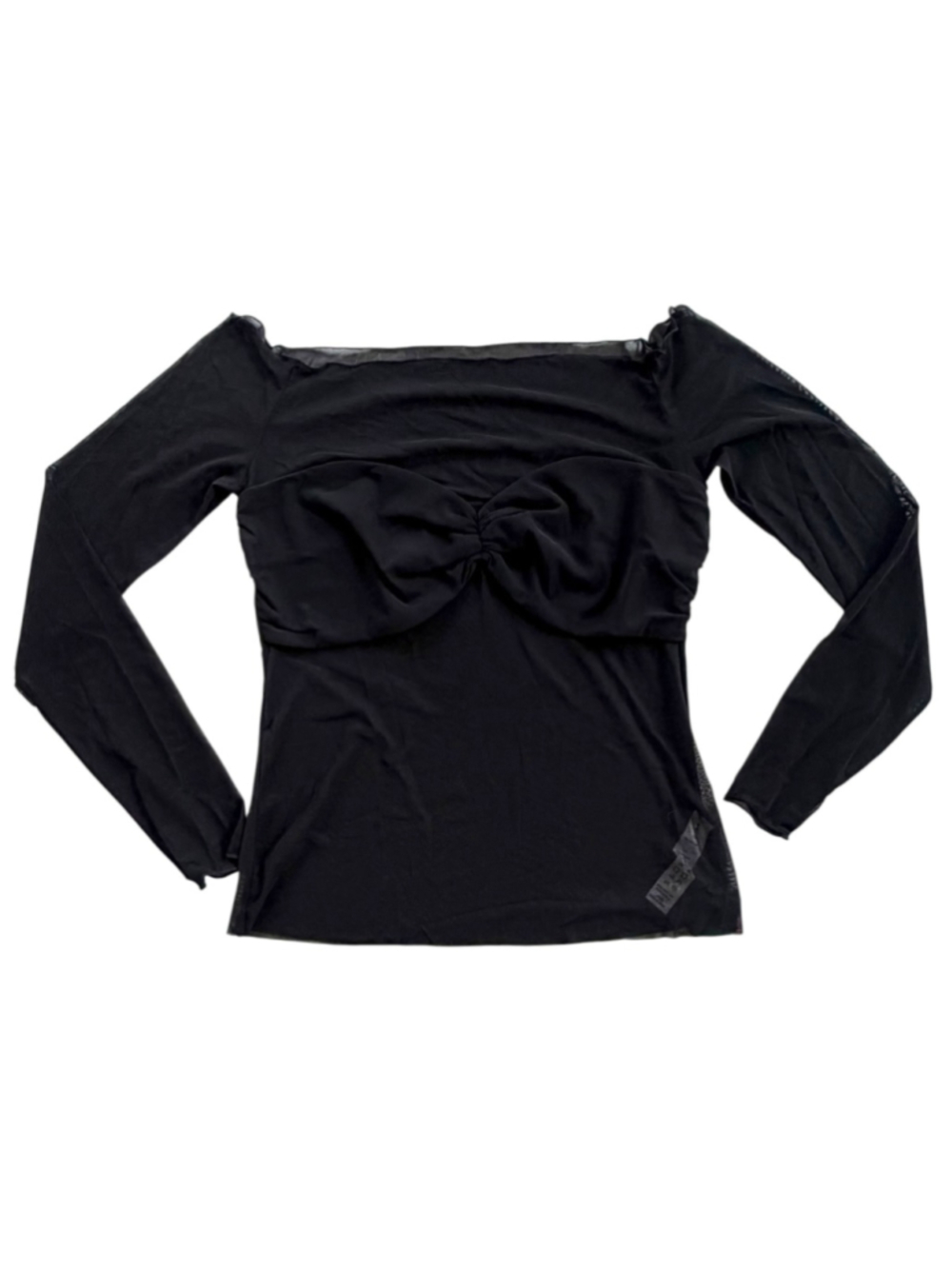 Size L Halara Off the Shoulder Long Sleeve Mesh Top Black